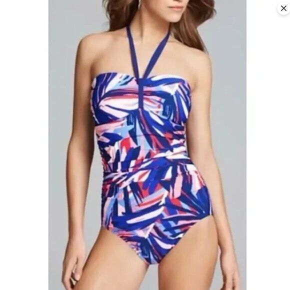 Miraclesuit Abstract Geometric one Piece Halter SwimSuit  Sz. 8/10/12 - Picture 1 of 11